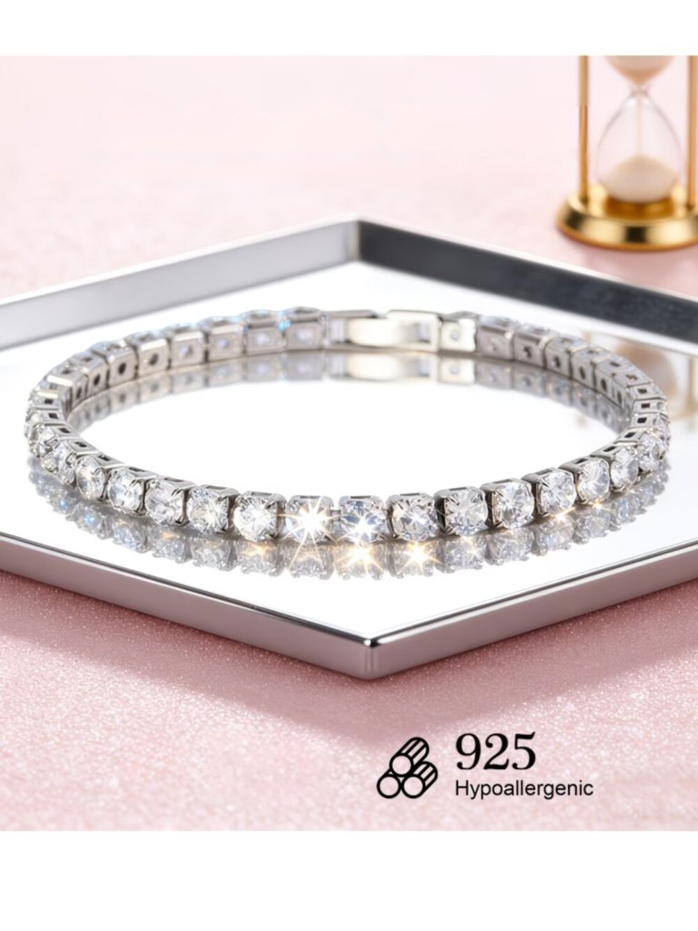 Tennis Bracelet Cubic Zirconia Round Brilliant Cut 5mm S925 Sterling Silver